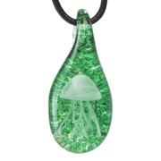 Teardrop Jellyfish Pendant - White/Green Glow 83204W