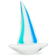 Small Sailboat Glass Figurine - Teal Glow 26104-6