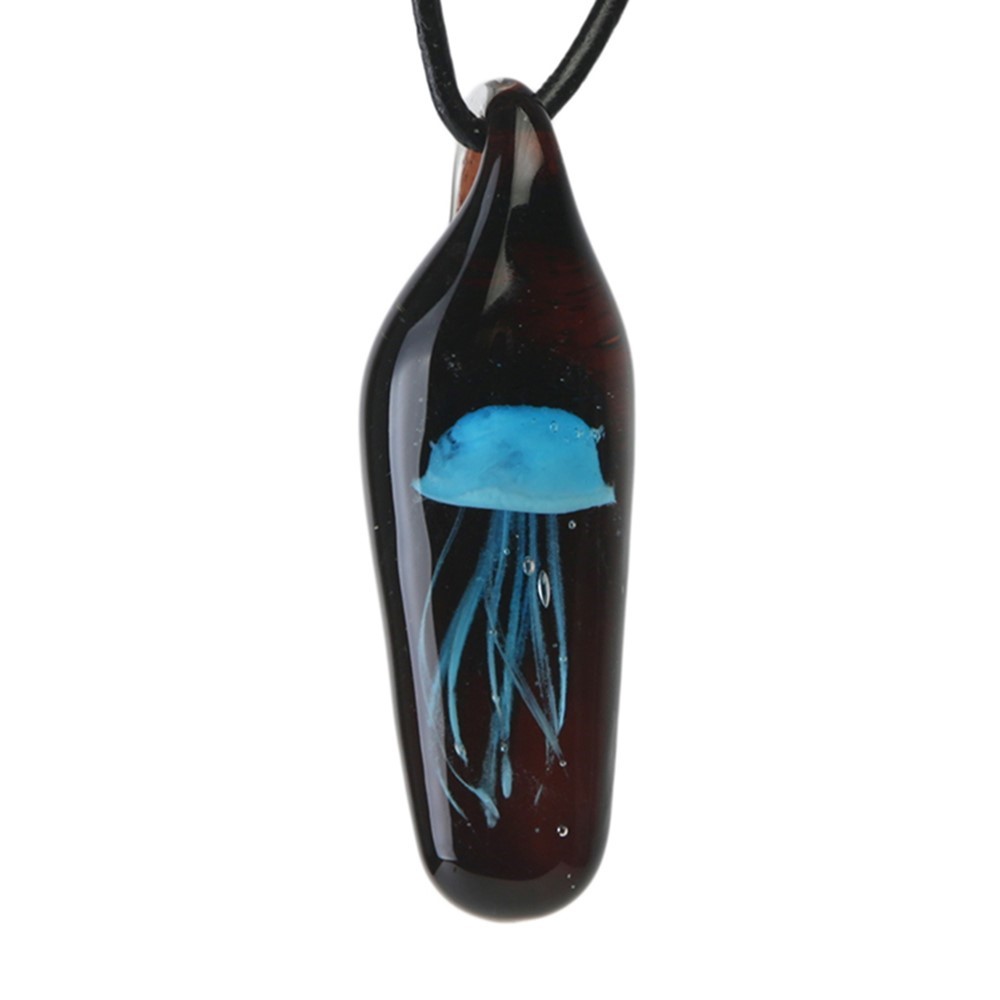 Tall Jellyfish Pendant - Blue/Black Glow 83100B