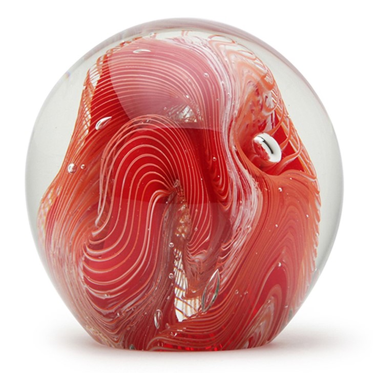 Glass Dome Paperweights 3 DIA Blue/Red Coral