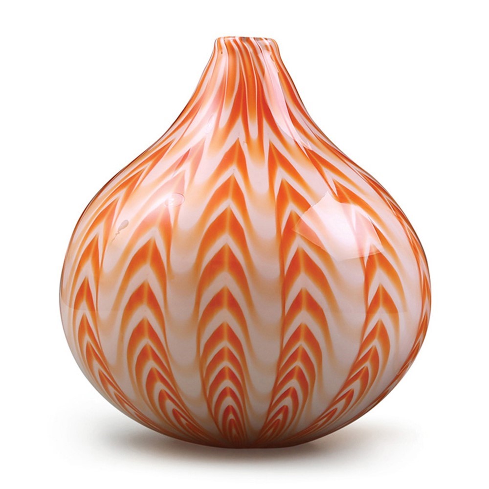 Chevron Teardrop Vase - Tangerine 26707B