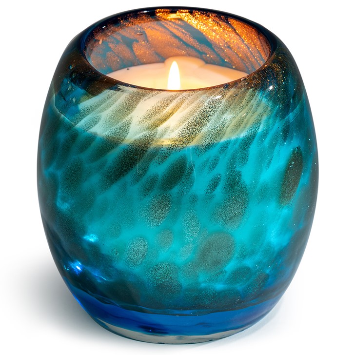 Glisten Glass Candle Abalone Blue Shimmer | Dynasty Gallery