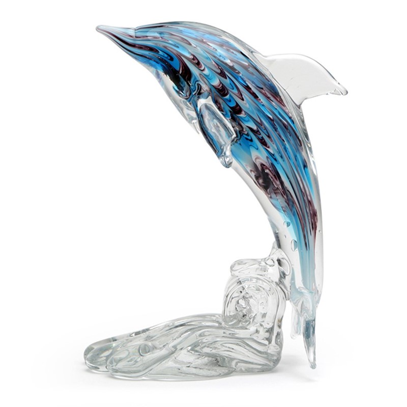 Blue Swirl Dolphin On Stand