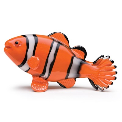 1.5 Tall Clownfish Orange Blown Glass Miniature Figurine Fish Statue  Aqautic Animal Figure Collectible Decor