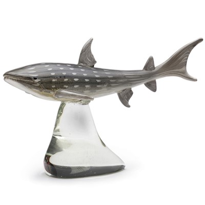 New Animal Sculpture Colour Glass Whale Shark Grey 17x10x8cm 
