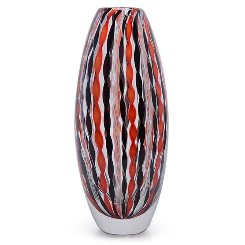 Canework Tall Vase - Eggplant/Orange